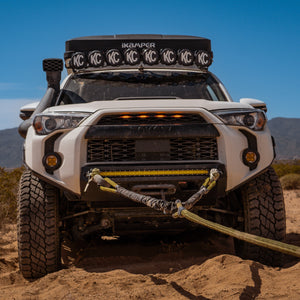 SandyCats recovery bridle attached to the front of Toyota 4 Runner off road stuck