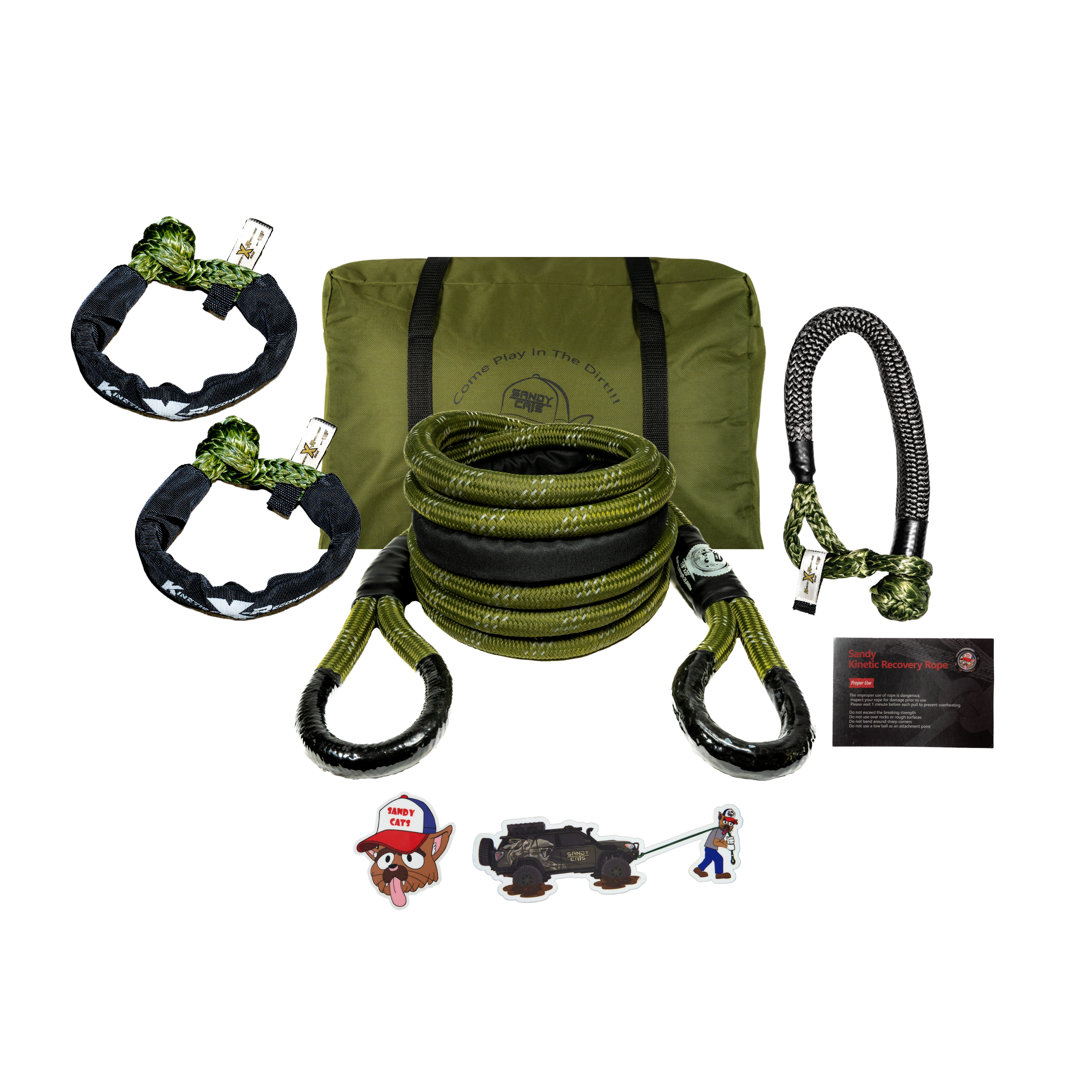 Kinetic-X Ultimate Recovery Kit, kinetic rope with soft shackles and hitch hero package