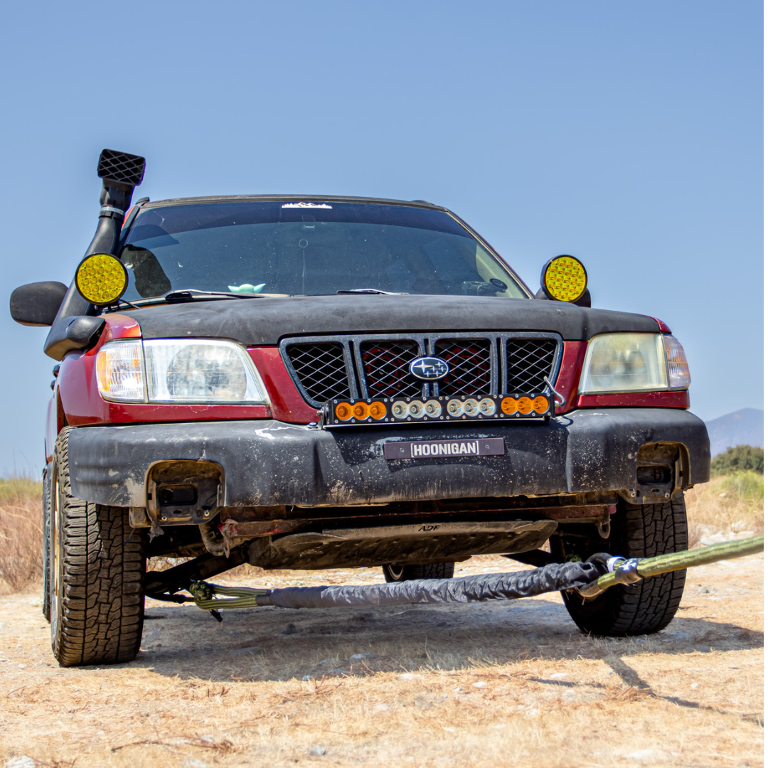 Subaru using bridle from Subaru Recovery Kit from SandyCats Kinetic-X Recovery Gear