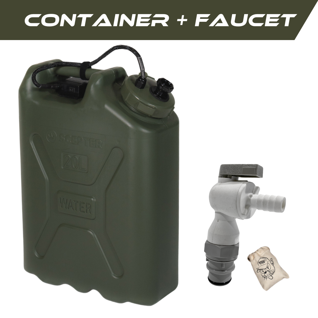 Trailwash frontier faucet green with container