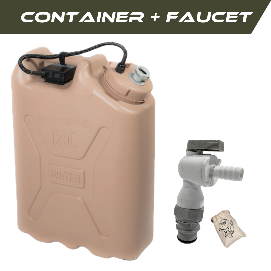 Trailwash frontier faucet tan sand with container