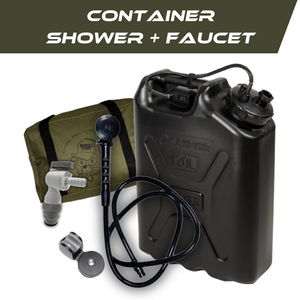 Trailwash Oasis Combo shower and faucet with black container