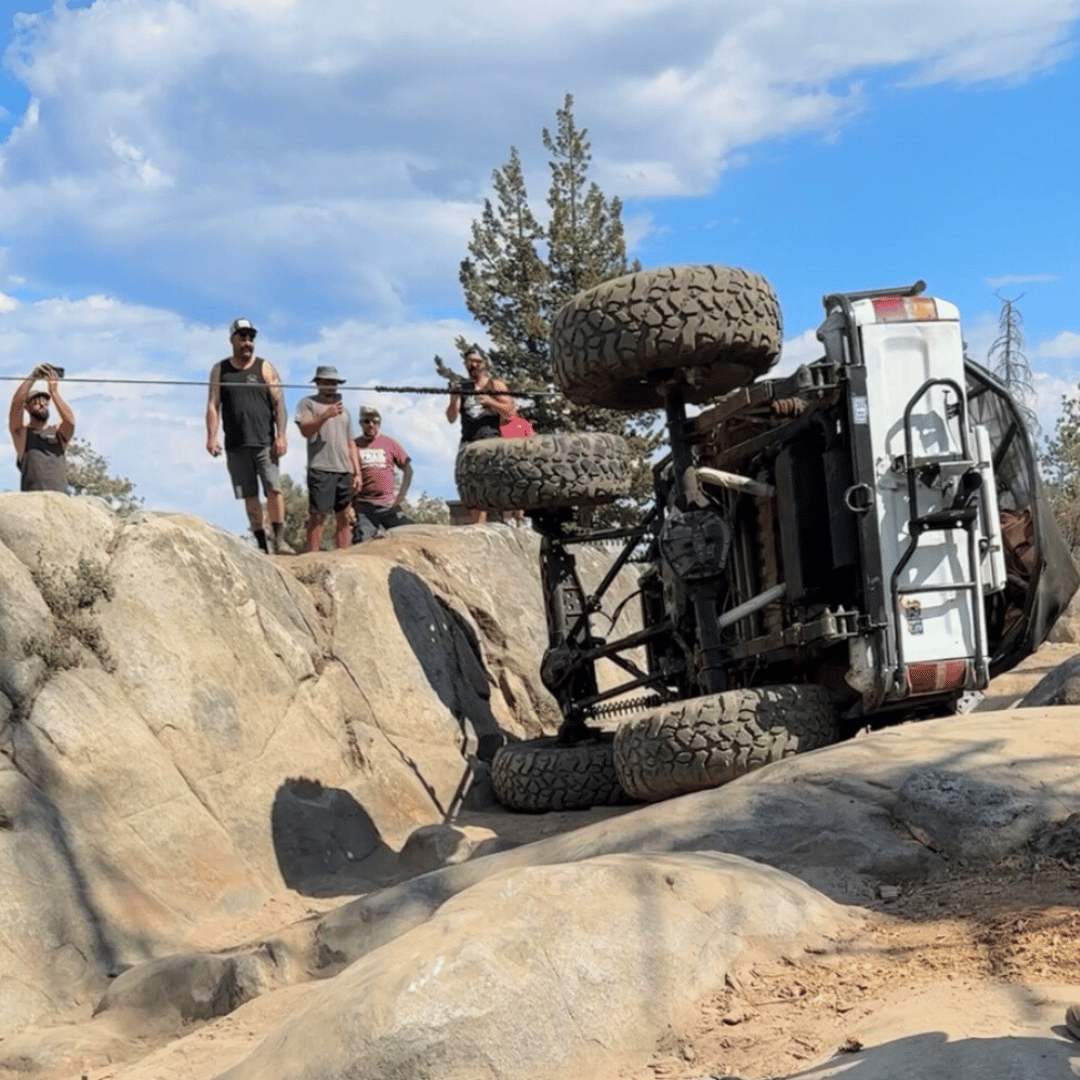 Hero bridle being used on the Rubicon Trail during a rollover at Soup Bowl