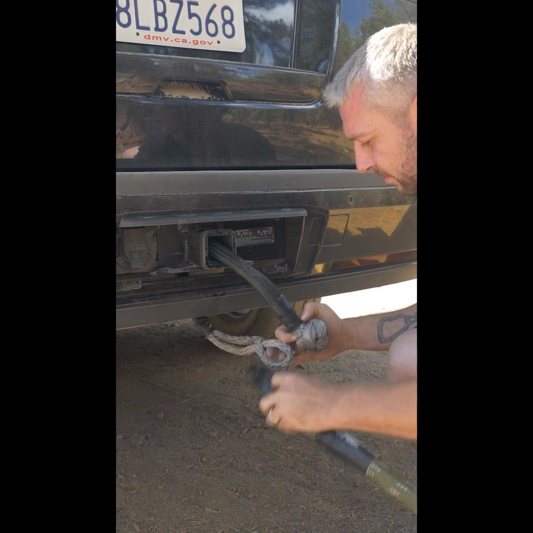 Hitch Hero soft shackle promo: rigs through a 2 inch or bigger receiver, an A-arm or a frame