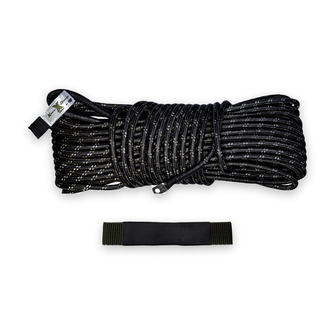 Sandy Cats 90 foot armored synthetic winch line with the line holder that comes in the box, on white