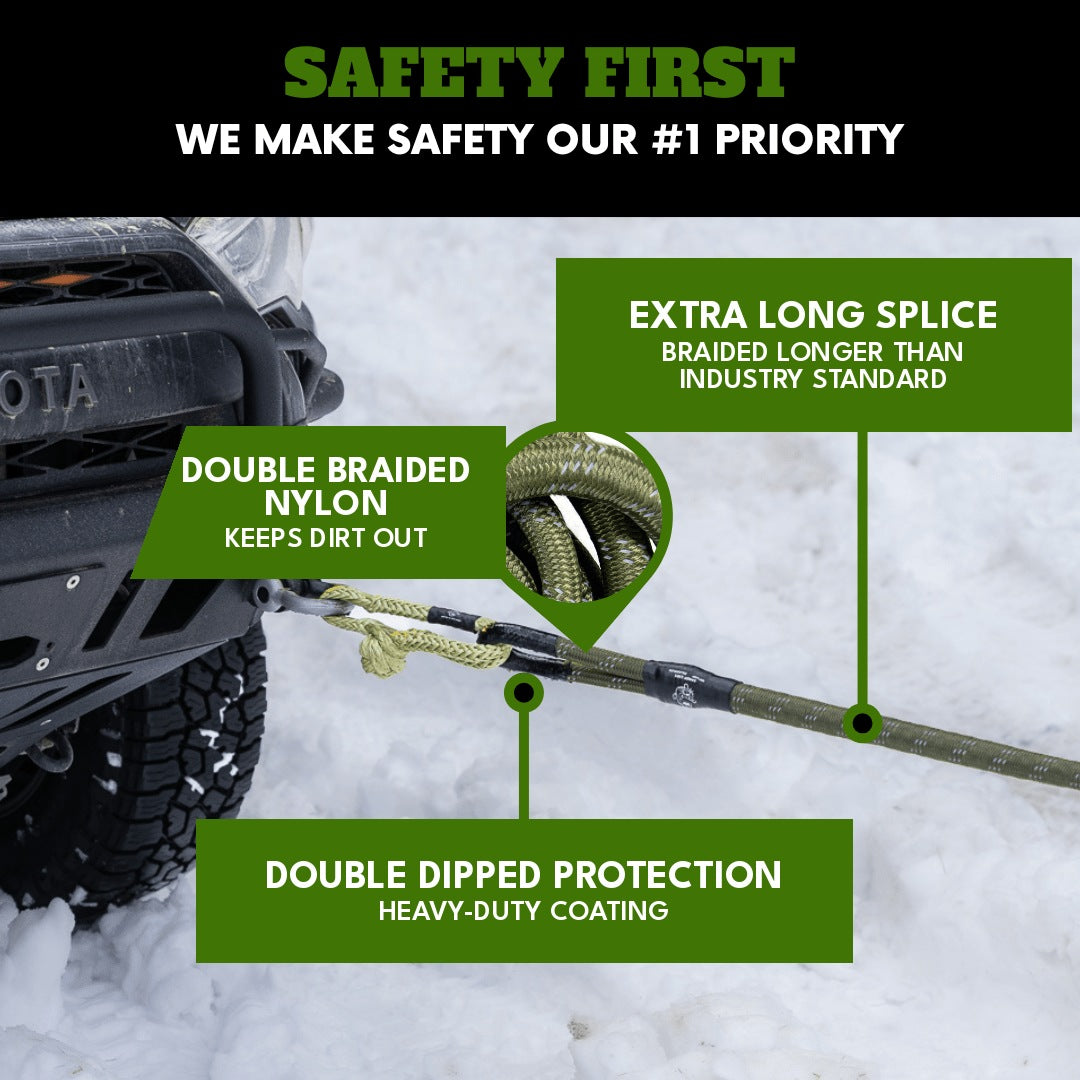 Safety First: double-braided nylon kinetic rope with extra-long splice and double-dipped protection, Standard Recovery Kit